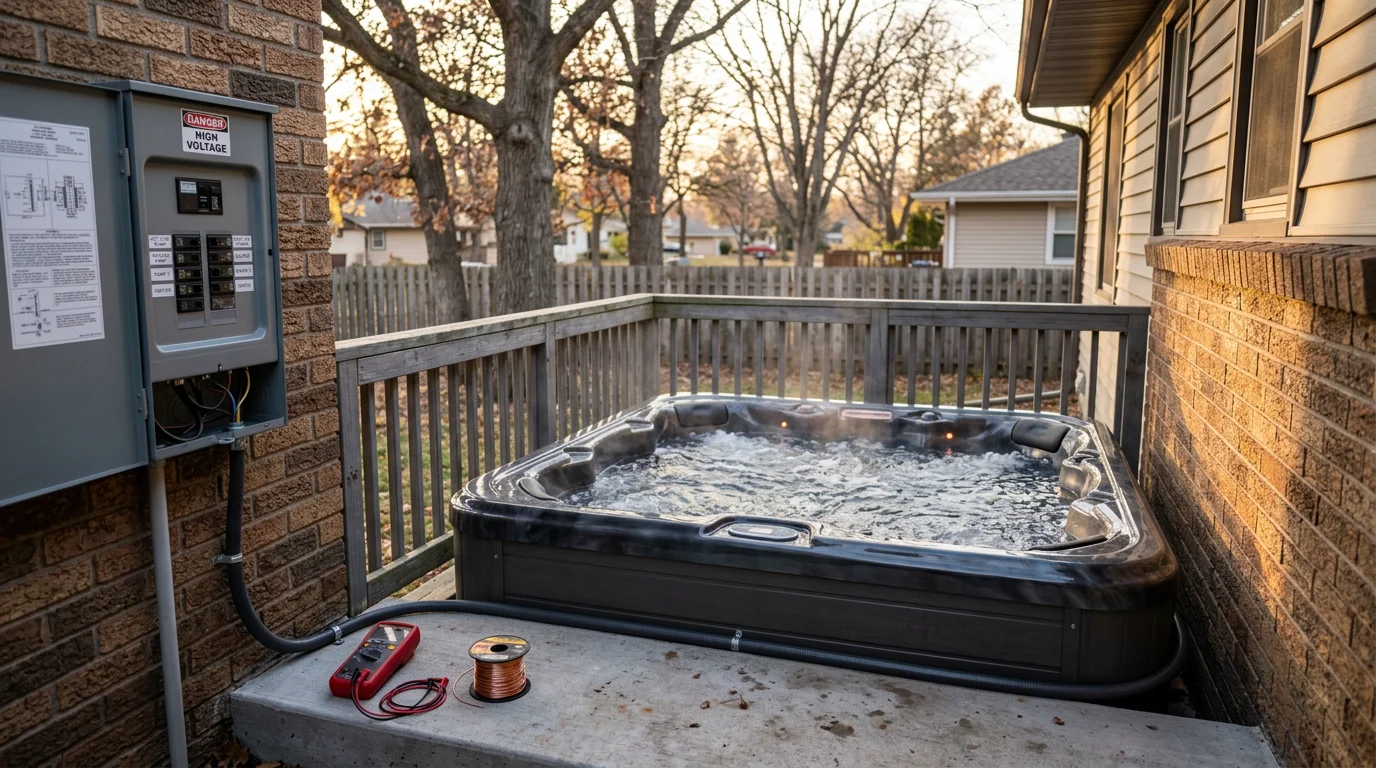 Hot tub electrical installation and wiring setup