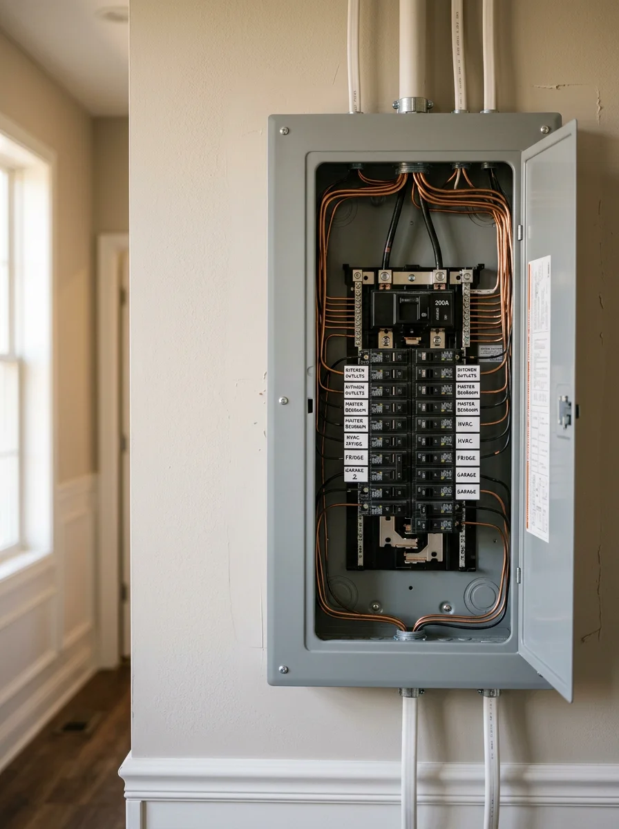 Modern electrical panel upgrade installation in a Chanhassen home