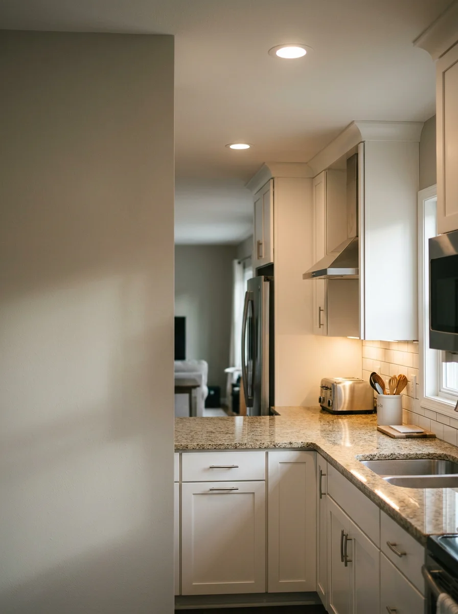 Modern kitchen with recessed and under-cabinet lighting installation in Cottage Grove home