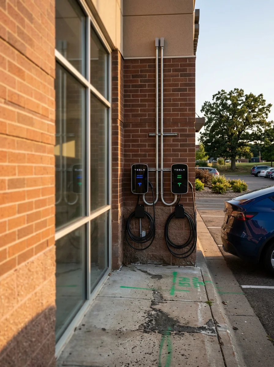 Commercial EV charging station installation at a retail or office property in Eagan, Minnesota