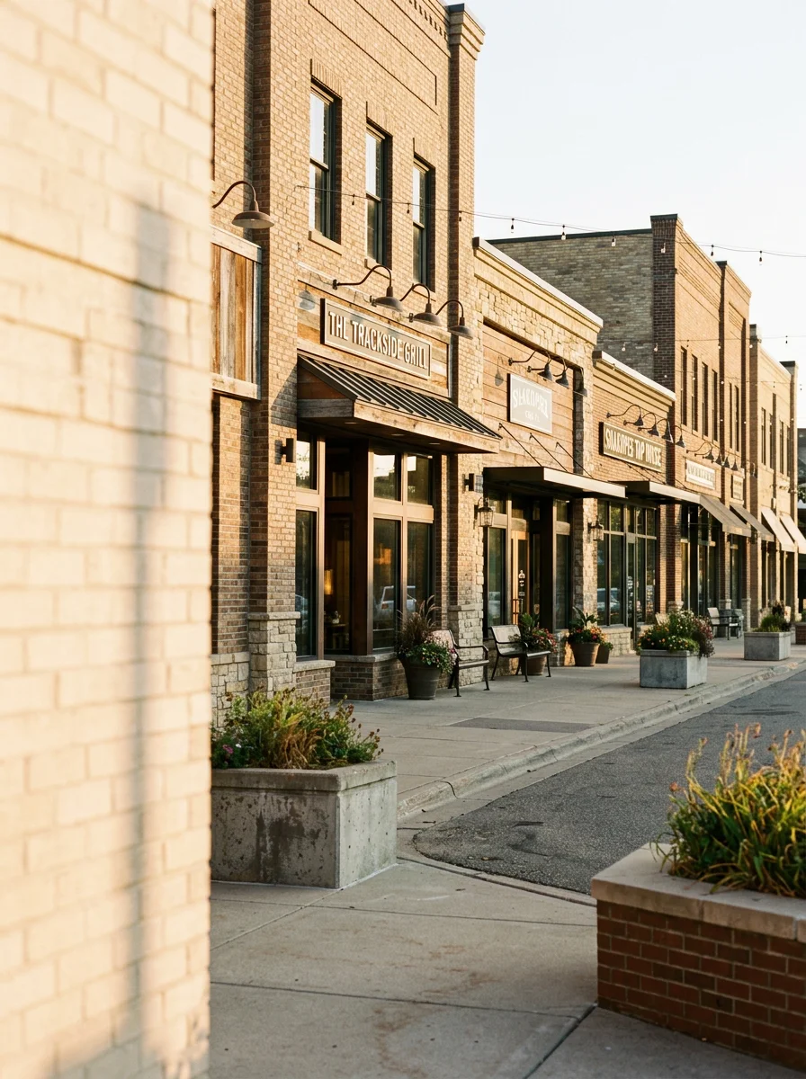 Canterbury Park entertainment district in Shakopee with restaurant and commercial lighting
